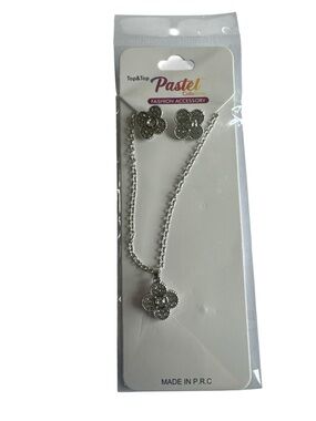 PASTEL COLLECTION Floral Rhinestone Earrings & Necklace Set